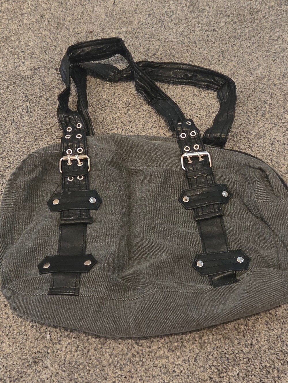 Vintage Grey Jean Purse Bag With Buckle Details Cool Fun